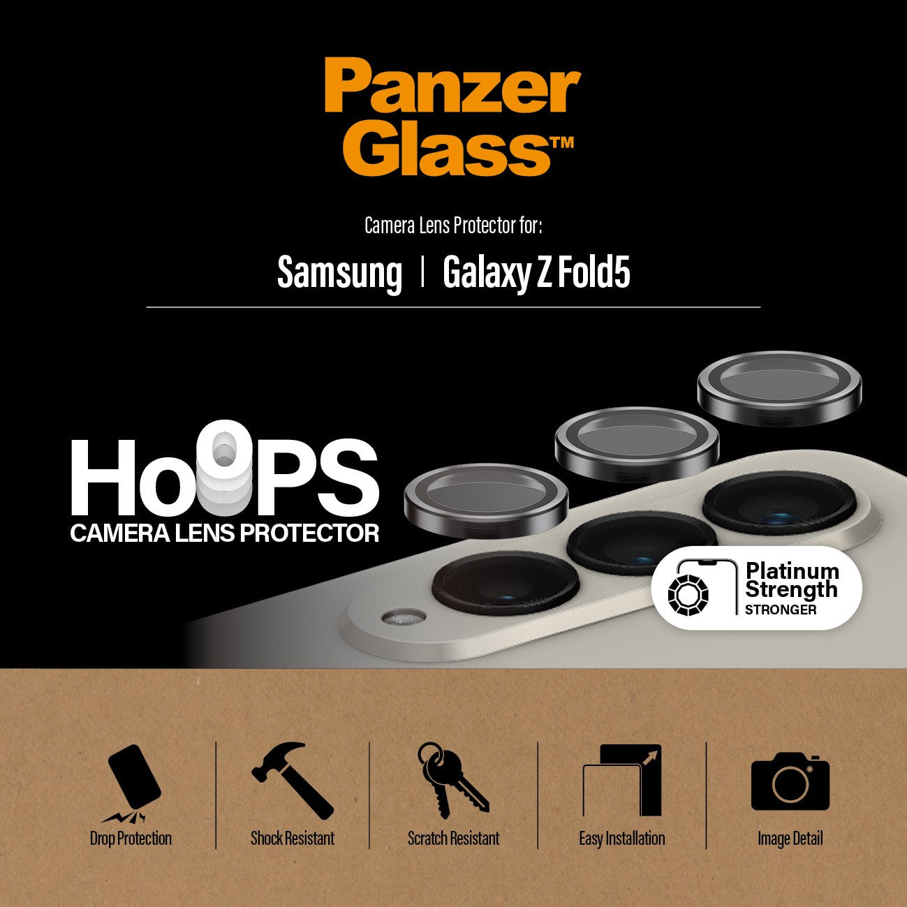 PanzerGlass® Hoops® Black Camera Lens Protector Samsung Galaxy Z Fold5 5G